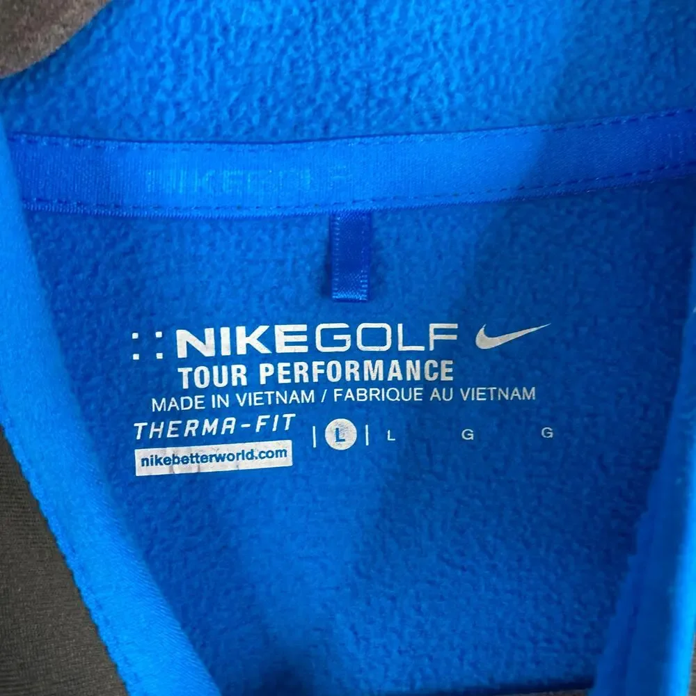 Nike Golf Therma‎ Fit 1/4 Zip Pullover Mens L Gray Blue Tour Performance